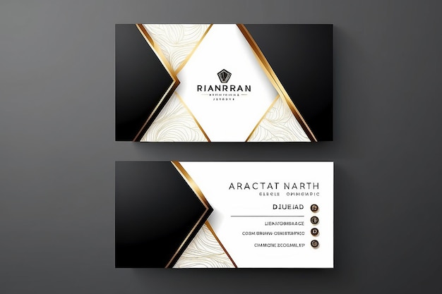 Luxuriöse Visitenkarte mit schwarz-weißem Hintergrund, elegantes goldenes Design