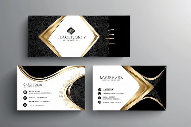 Luxuriöse Visitenkarte mit schwarz-weißem Hintergrund, elegantes goldenes Design