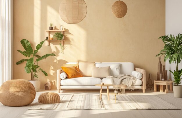 Luxuriöse Wohnzimmerkomposition mit minimalistischer Dekoration