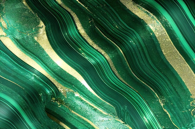 Luxuriöser Hintergrund aus grünem und goldenem Malachit-Marmorstein