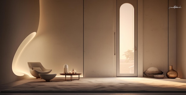 Luxuriöser leerer Raum mit minimaler Dekoration