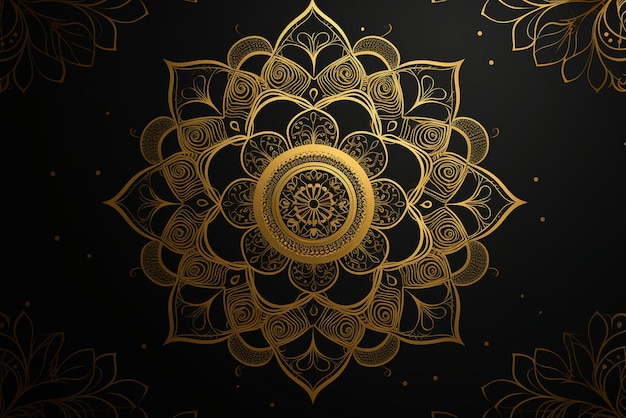 Foto luxuriöser mandala-hintergrund mit goldenem arabeskenmuster im arabisch-islamischen oststil im ramadan-stil