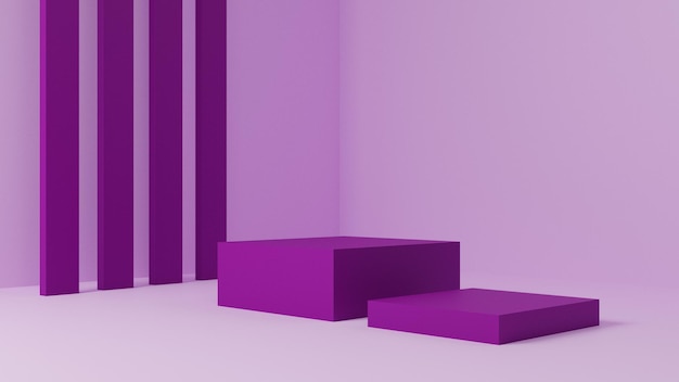 luxuriöser minimaler violetter violetter Sockel oder Podiumsmodell, leere Plattform für Produktpräsentation