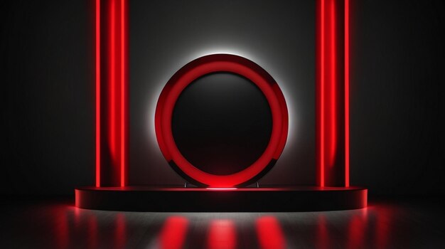 Luxuriöser schwarzer Hintergrund mit Podium und Lichtkreis für Mockup-Studiohintergrund