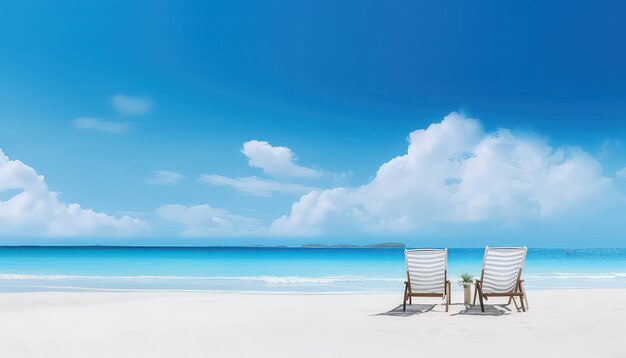 Luxuriöser weißer Strand mit Sonnenliege in Mexiko