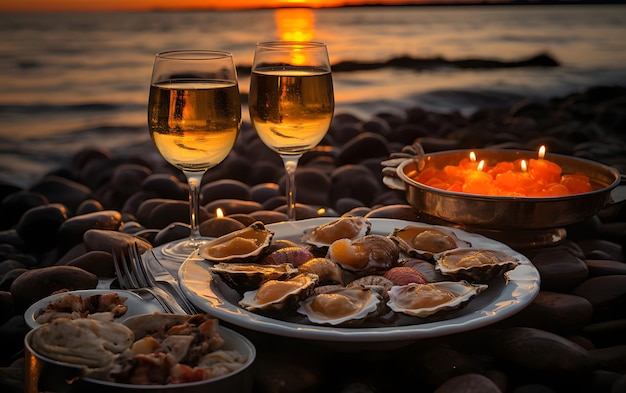 Luxuriöses Abendessen direkt am Meer