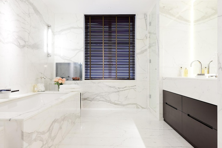 Foto luxuriöses badezimmer-design aus marmor