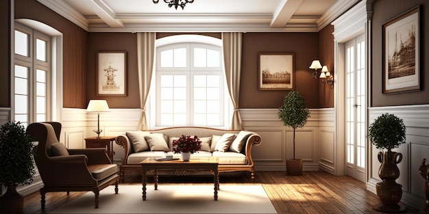 Luxuriöses, elegantes Innendesign in einem modernen Haus