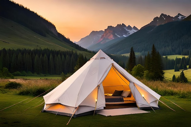 Luxuriöses, glamouröses Camping in der wunderschönen Landschaft