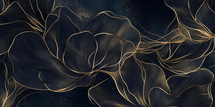 Foto luxuriöses gold-dunkelblau-abstraktes blumen-hintergrunddesign