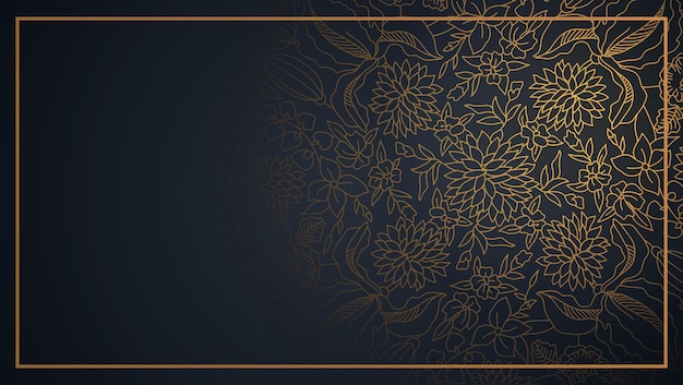 Luxuriöses goldenes Blumenmandala auf schwarzem Hintergrund Vektor