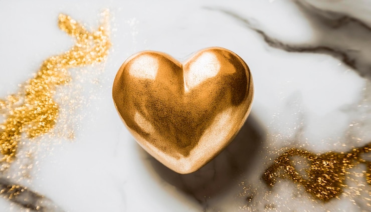 Foto luxuriöses goldenes herz für liebes- und romantikthemen