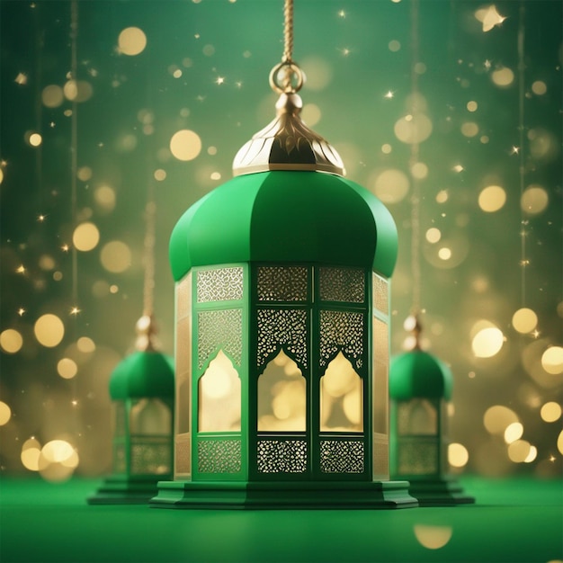 Luxuriöses grünes Jumma Ramadan islamisches Hintergrundbild, ai generiert