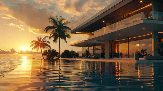 Luxuriöses Herrenhaus am Strand mit Panoramafenstern und Infinity-Pool