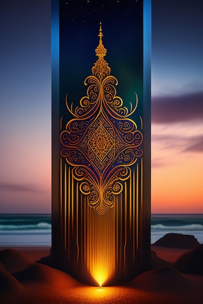 Luxuriöses Mandala-Design und islamischer Hintergrund in goldener Farbe