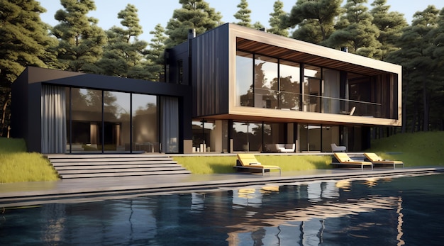 Luxuriöses minimalistisches Haus mit Pool