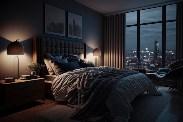 Luxuriöses Nachtschlafzimmer im Apartment Generative AI