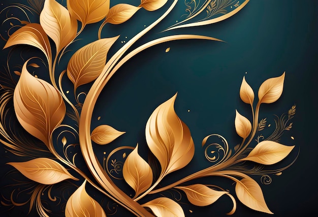 Luxuriöses Premium-Vektor-Hochzeitskartendesign mit goldenen Blättern