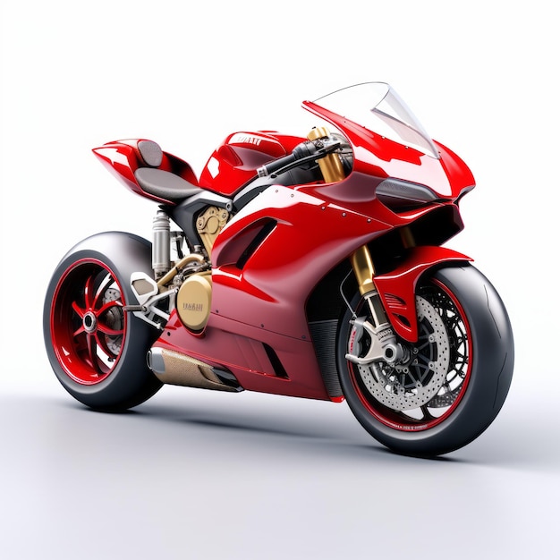 Luxuriöses rotes Motorrad 3D Ducati-Motorrad auf weißem Hintergrund