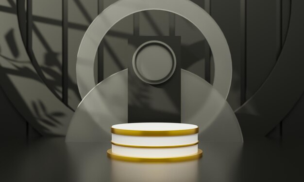 Foto luxuriöses schwarzes podium mit goldener farbmischung für die produktpräsentation. 3d-rendering-illustration