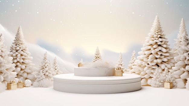 Luxuriöses weißes Weihnachtspodium für die Ausstellung von Produkten