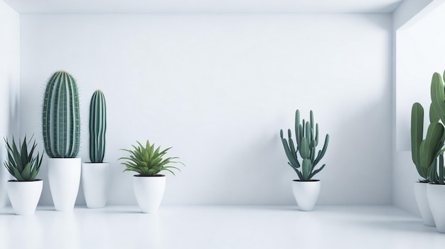 Luxuriöses Wohnzimmer mit blauen Sofapflanzen und Tisch auf leerem Wand-Zoom-Hintergrund