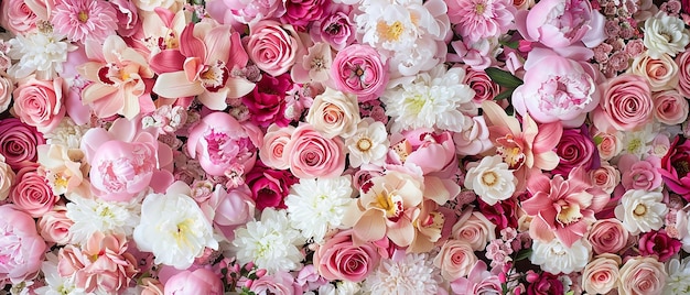 Luxuriosa pared de flores para una cabina fotográfica