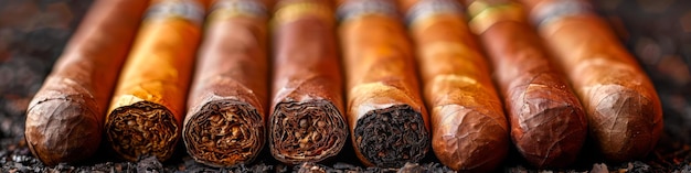 Luxuriosos cigarros hechos a mano en un fondo texturizado
