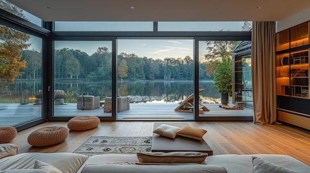 Luxurosas salas de estar de la villa con impresionantes vistas