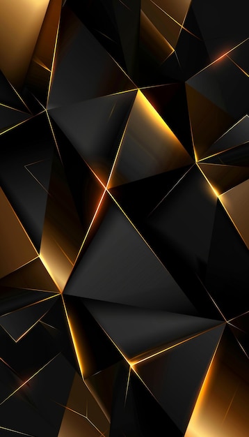 Luxuroso fondo geométrico abstracto negro y dorado con un patrón elegante e intrincado