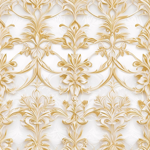 Foto luxuroso patrón de flores doradas en fondo blanco papel tapiz botánico decoración floral curva