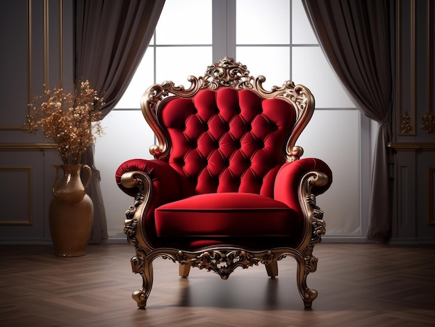 Luxuroso sillón de estilo barroco de estilo clásico rojo