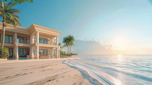 Foto luxury beachfront mansion exterior diseño contemporáneo