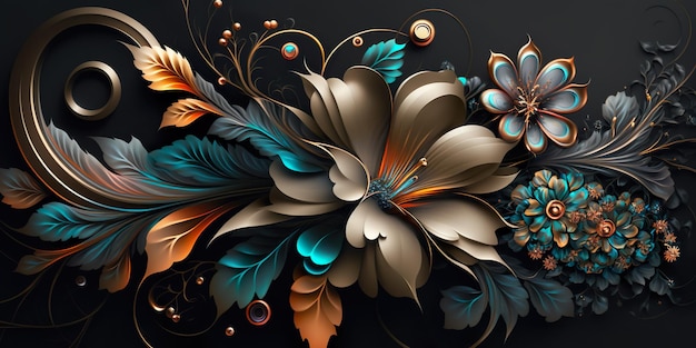 Luxury Beautifull Flower Resumen Panorama Digital AI Ilustraciones