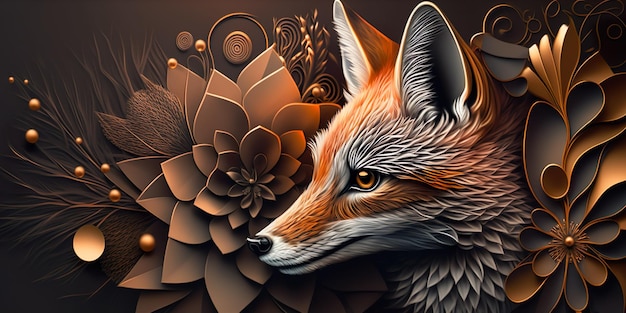 Luxury Beautifull Fox Abstract Digital AI Ilustraciones