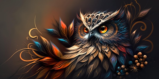 Luxury Beautifull Owl Abstract Digital AI Ilustraciones