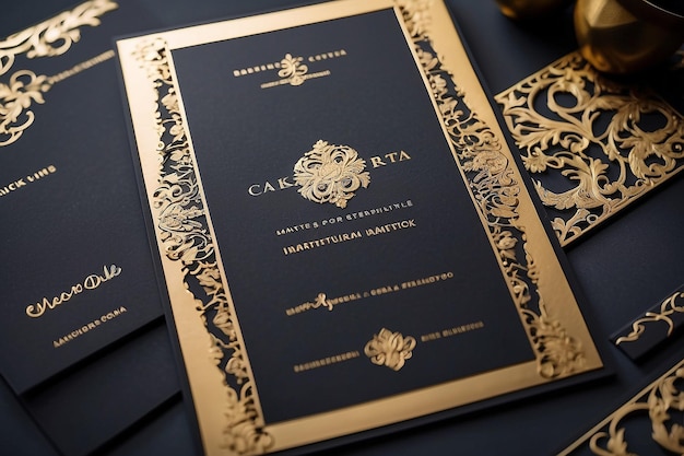 Foto luxury elegant wedding invitation card set