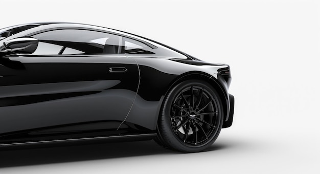 Luxury Sports Car Side View con impresionantes detalles en color negro Perfecto para alquilar y alquilar