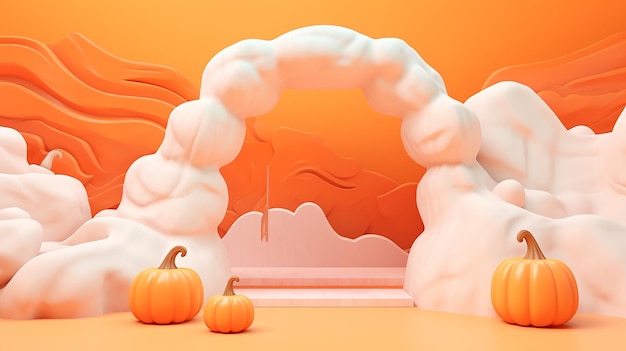 Luxus 3D-Rendering mit Halloween-Hintergrund und Kürbissvibe