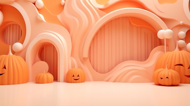 Luxus 3D-Rendering mit Halloween-Hintergrund und Kürbissvibe