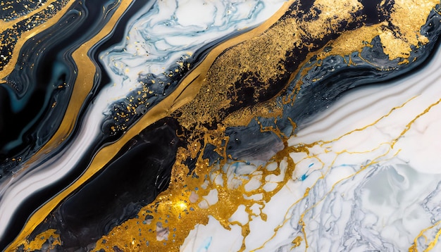 Luxus-Abstrakte Fluid-Kunst-Malerei Hintergrund Klassische Marmor-Textur mit Gold