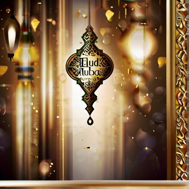 Luxus-Eid Mubarak verschwommenen Hintergrund mit Eid Mubarak Text Grüße Hintergrund