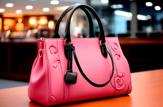 Luxus-Frauen-Tasche mit rosa Hintergrund Handtaschen Modeaccessoires