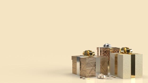 Luxus-Geschenkbox auf Gold. 3D-Rendering.