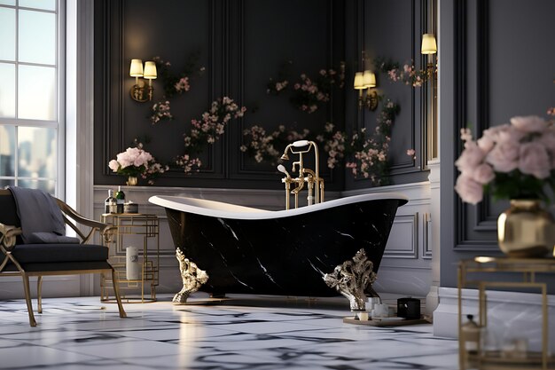 Foto luxus-innenarchitektur für badezimmer 3d-rendering