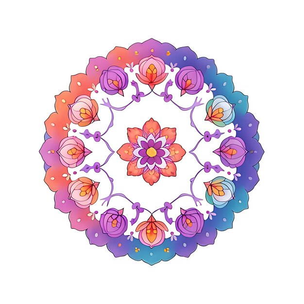 Luxus-Mandala-Hintergrund mit weißem Hintergrund Arabesque farbenfrohes Muster generativ ai