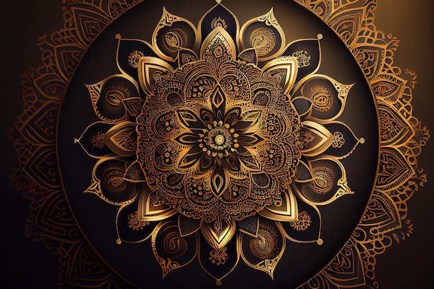 Luxus-Mandala-Hintergrund und Mandala-Gold Generative Ai