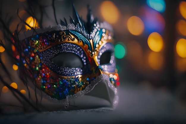 Foto luxus-maskerade venezianische karnevalsmaske weibliche theatralische neuronale netzwerk-ki generiert