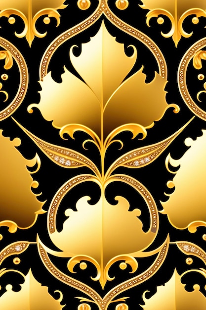 Luxus nahtloses Muster mit goldenen Juwelen, Diamanten und Ketten auf schwarzem Hintergrund nahtlos r