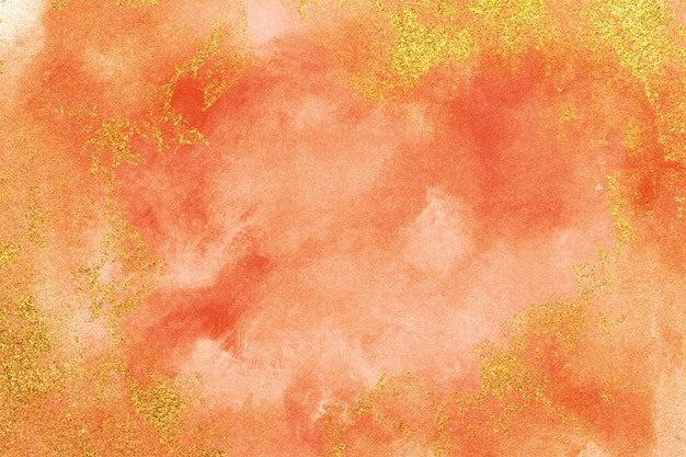 Luxus Orange und Gold Glitter Aquarell Hintergrund Textur Papier